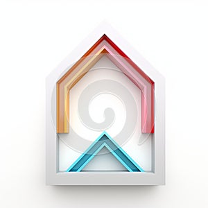 Colorful Arrow-shaped Home: 3d Realistic Image On White Background