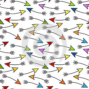 Colorful arrows flying seamless pattern