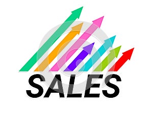 Colorful arrows up increasing sales raster