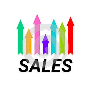 Colorful arrows up increasing sales raster