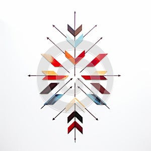 Colorful Arrows On White Background: Abstract Structure With Minimalistic Symmetry