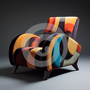 Colorful Art Deco Armchair: A Modern American End Table