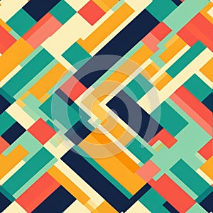 Colorful Art Deco Geometric Design With Strong Diagonals
