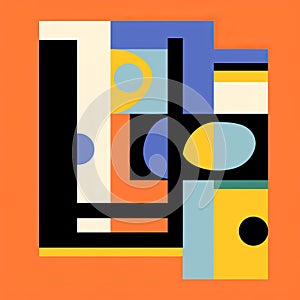 Colorful Art Deco Geometric Shapes On Orange Background