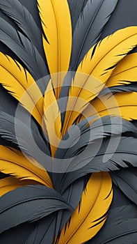 Colorful art from Feathered shapes and yellow