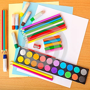 Colorful art supplies