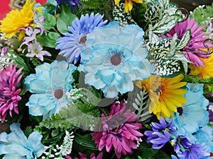 Colorful artificial flower.