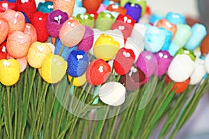 Colorful artificial flowers,made from mulberry paper,handmade