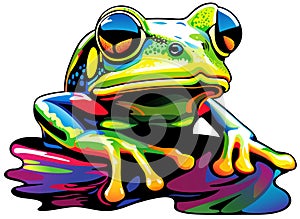 Colorful Artistic Illustration of a Frog