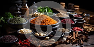 Colorful Asian recipe powders banner