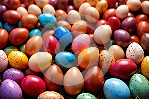 Colorful assorted easter eggs, festive celebration tradition, variety and diversity