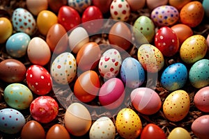 Colorful assorted easter eggs, festive celebration tradition, variety and diversity