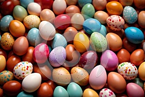 Colorful assorted easter eggs, festive celebration tradition, variety and diversity