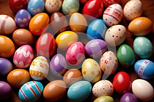 Colorful assorted easter eggs, festive celebration tradition, variety and diversity