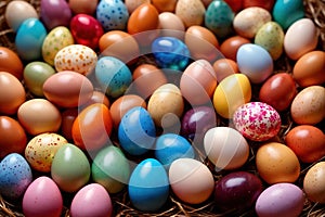 Colorful assorted easter eggs, festive celebration tradition, variety and diversity