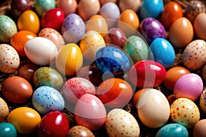 Colorful assorted easter eggs, festive celebration tradition, variety and diversity