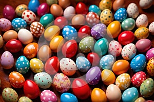 Colorful assorted easter eggs, festive celebration tradition, variety and diversity