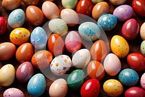 Colorful assorted easter eggs, festive celebration tradition, variety and diversity