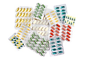 Colorful assorted pills and capsules