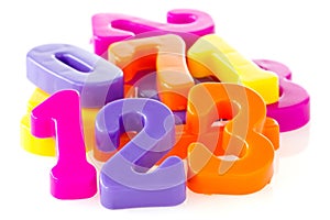 Colorful assorted plastic numbers