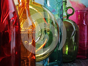 colorful assorted shapes bottles - rainbow of colors