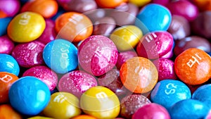 Colorful Assortment of Branded Candy Coated Chocolates