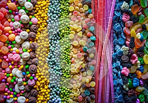 Colorful assortment of candies and sweets