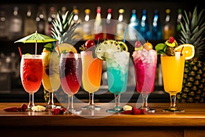 A colorful assortment of exotic cocktails. Ai Generated.NO.06