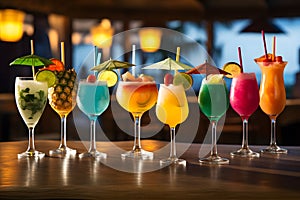 A colorful assortment of exotic cocktails. Ai Generated.NO.08