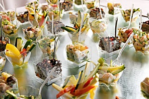 Colorful assortment of fresh fruit appetizers