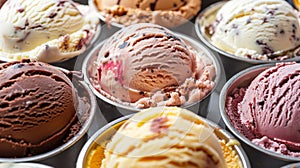 Colorful assortment of fruity gelato delights in an enticing and visually pleasing display