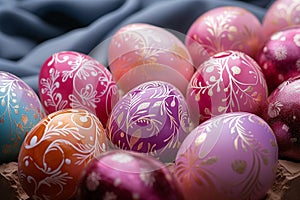 Colorful assortment Group of Easter eggs in vibrant hues