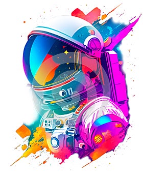 colorful astronaut cartoon illustration witn transparent background