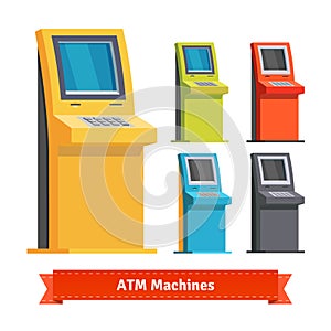 Colorful ATM Machines, terminals or info kiosks