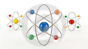 Colorful atomic models science education concept