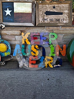 Colorful Austin Texas Sign Neon Graffiti Art Symbol photo