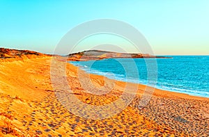 Colorful Australian beach on sunset.