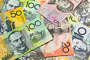 Colorful of Australian dollars background.