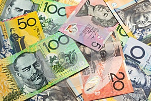 Colorful of Australian dollars background.