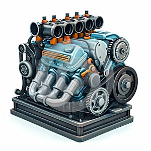 Colorful Automotive Engine Illustration. Generative ai