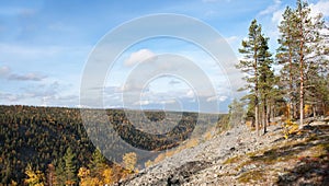 Colorful Autum Valley in Taiga, Finland photo