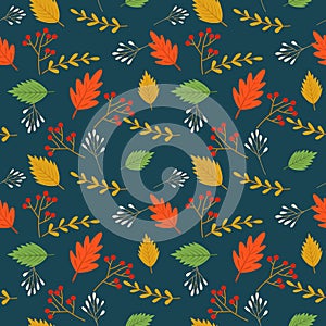 Colorful autumn or fall leaves seamless pattern