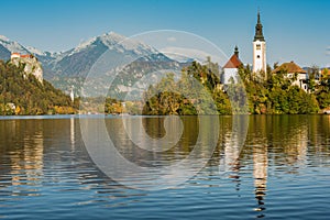 Colorful autumn at Lake Bled, SLovenia