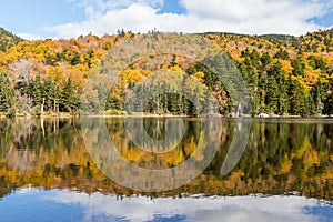 Colorful Autumn landscape and reflection in White mountain National forest, New Hampshire