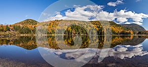 Colorful Autumn landscape and reflection in White mountain National forest, New Hampshire