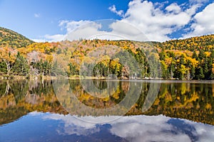 Colorful Autumn landscape and reflection in White mountain National forest, New Hampshire