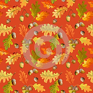 Colorful Autumn Leaves Background - Seamless Pattern
