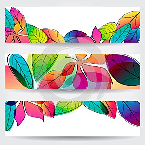 Colorful autumn leaves banners