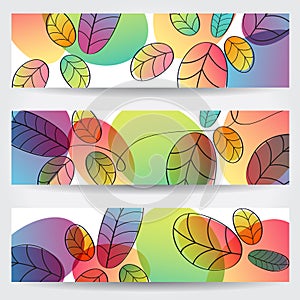 Colorful autumn leaves banners