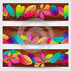 Colorful autumn leaves banners